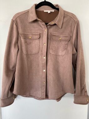 Stella and Ginger Pink Suede-Look Button Front Jacket